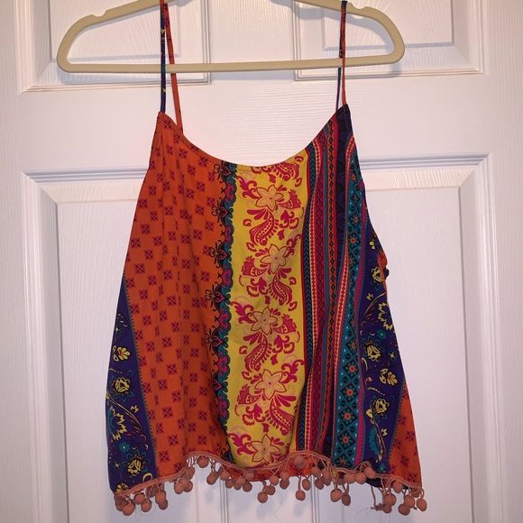 Boohoo Orange Pom Pom Tribal Print Two Piece Set - Picture 6 of 12